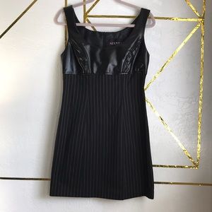 Nouveau striped leather black dress